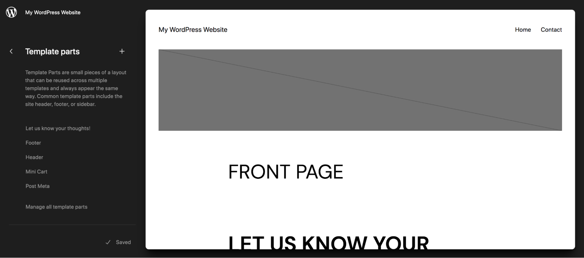 网站编辑器的模板部件部分