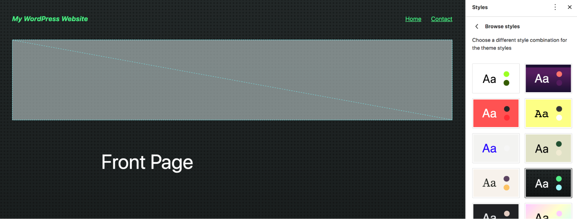 网站编辑器中提供的样式组合