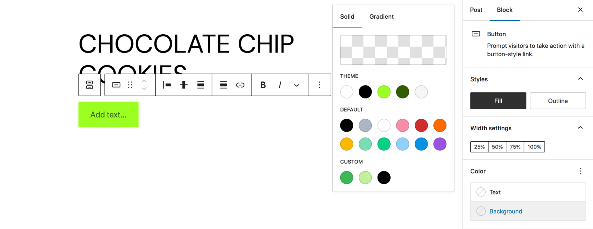 编辑按钮块的全局颜色